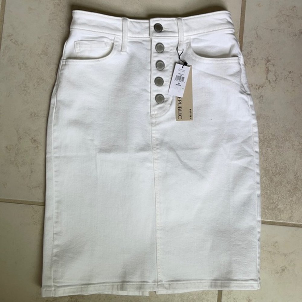 NEW 🎉 Banana Republic White Denim Pencil Skirt - Picture 4 of 8